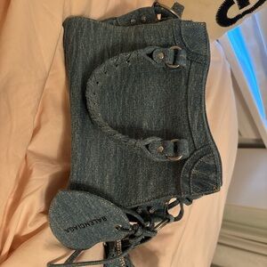 Blue Denim Women's Bag - Faux Balenci*ga